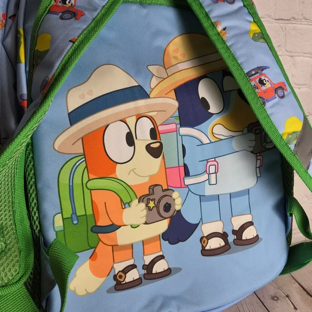 Bluey Backpack Removable Lunch Bag Green Blue Cartoon Adjustable Strap School